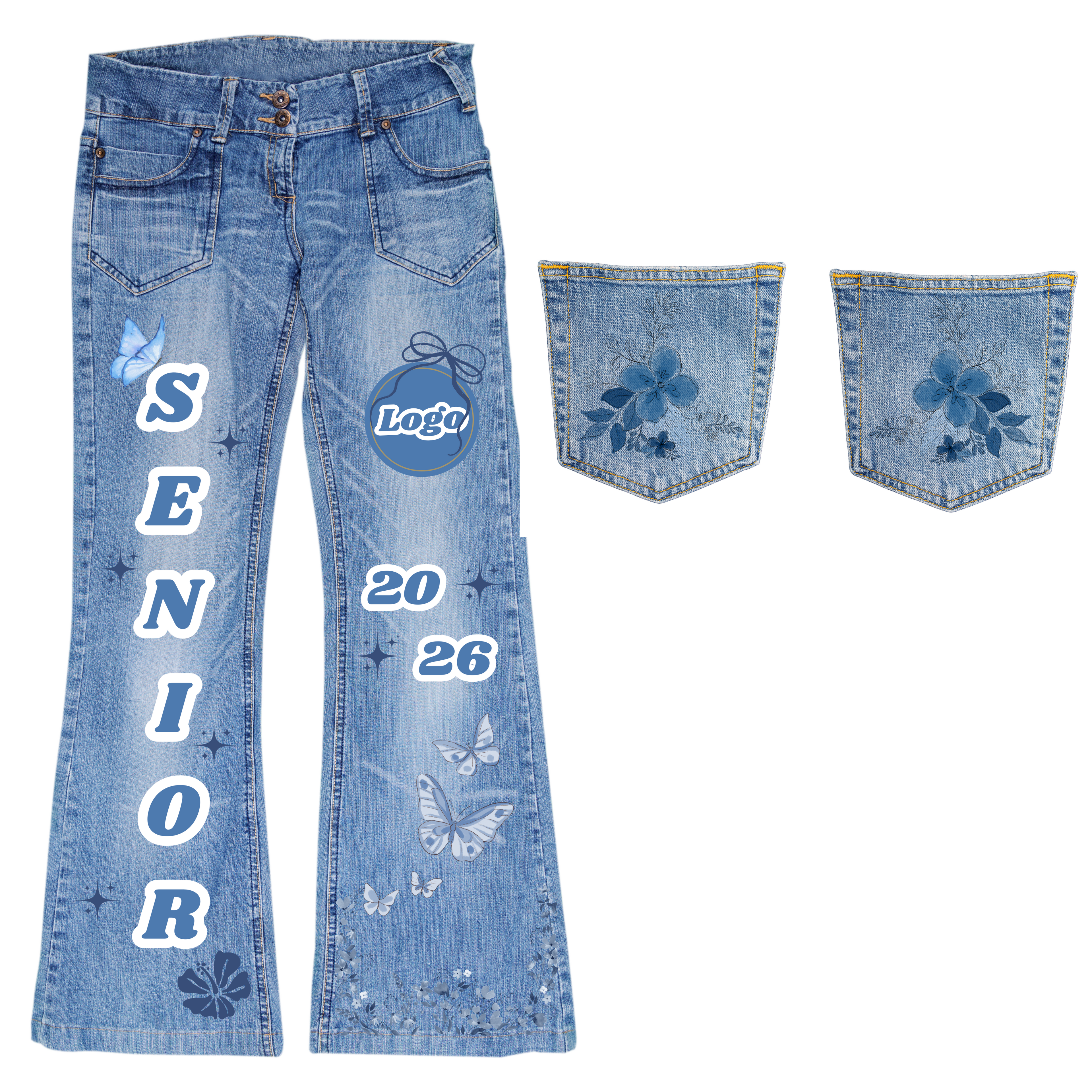Senior Blue Butterfly Jeans